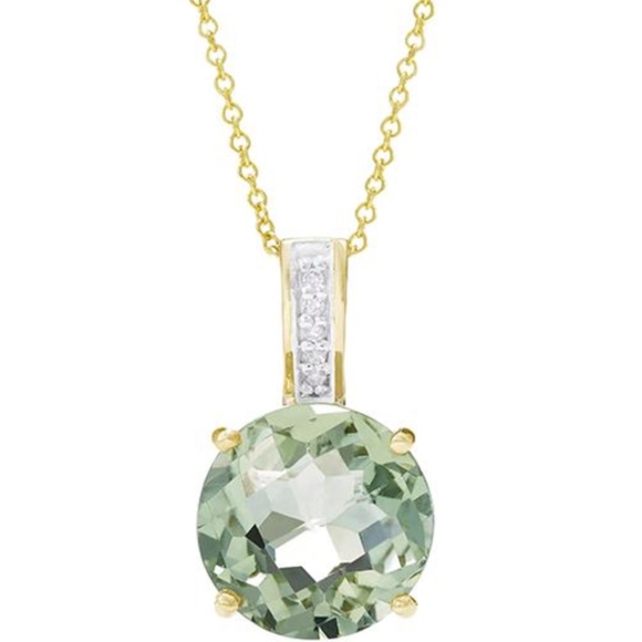 Effy Yellow Gold Green Amethyst,Diamond Pendant